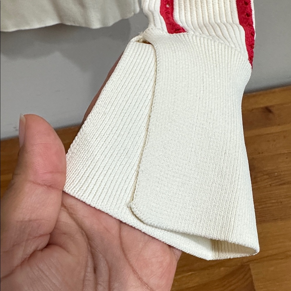 EQUIPMENT AMRIT SWEATER - FANCY RIBBED KNIT WHITE/BLOOD MOON - Picture 6 of 14